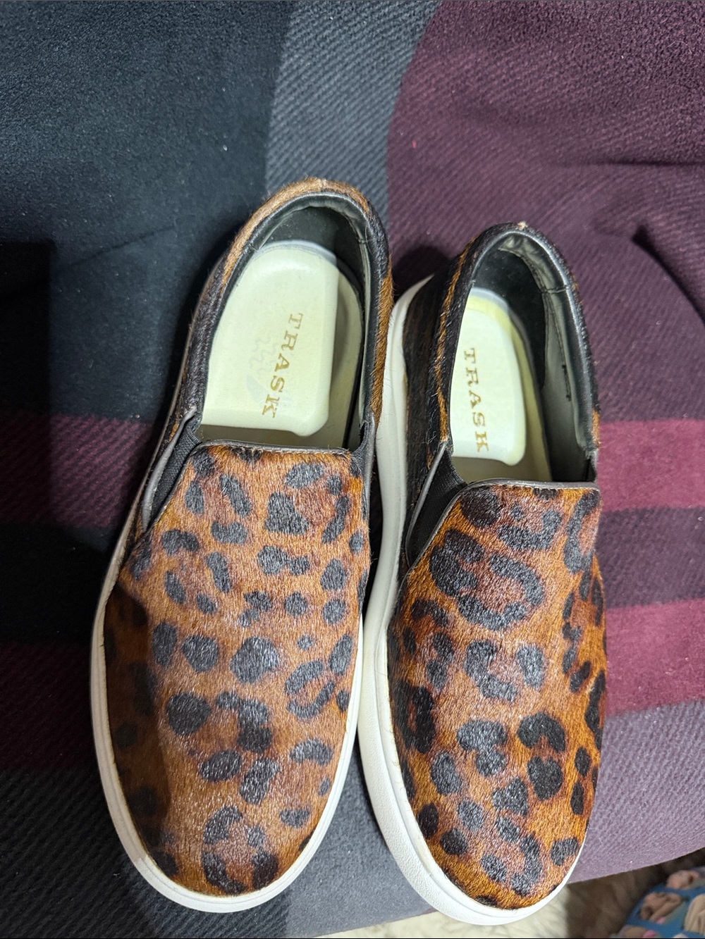 Trask Leopard Print Slip-On Sneakers in Brown and Black